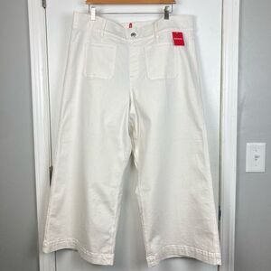 SPANX Cropped Wide Leg Jeans in Ecru Wash Plus Size Pull On White Jeans sz 3X